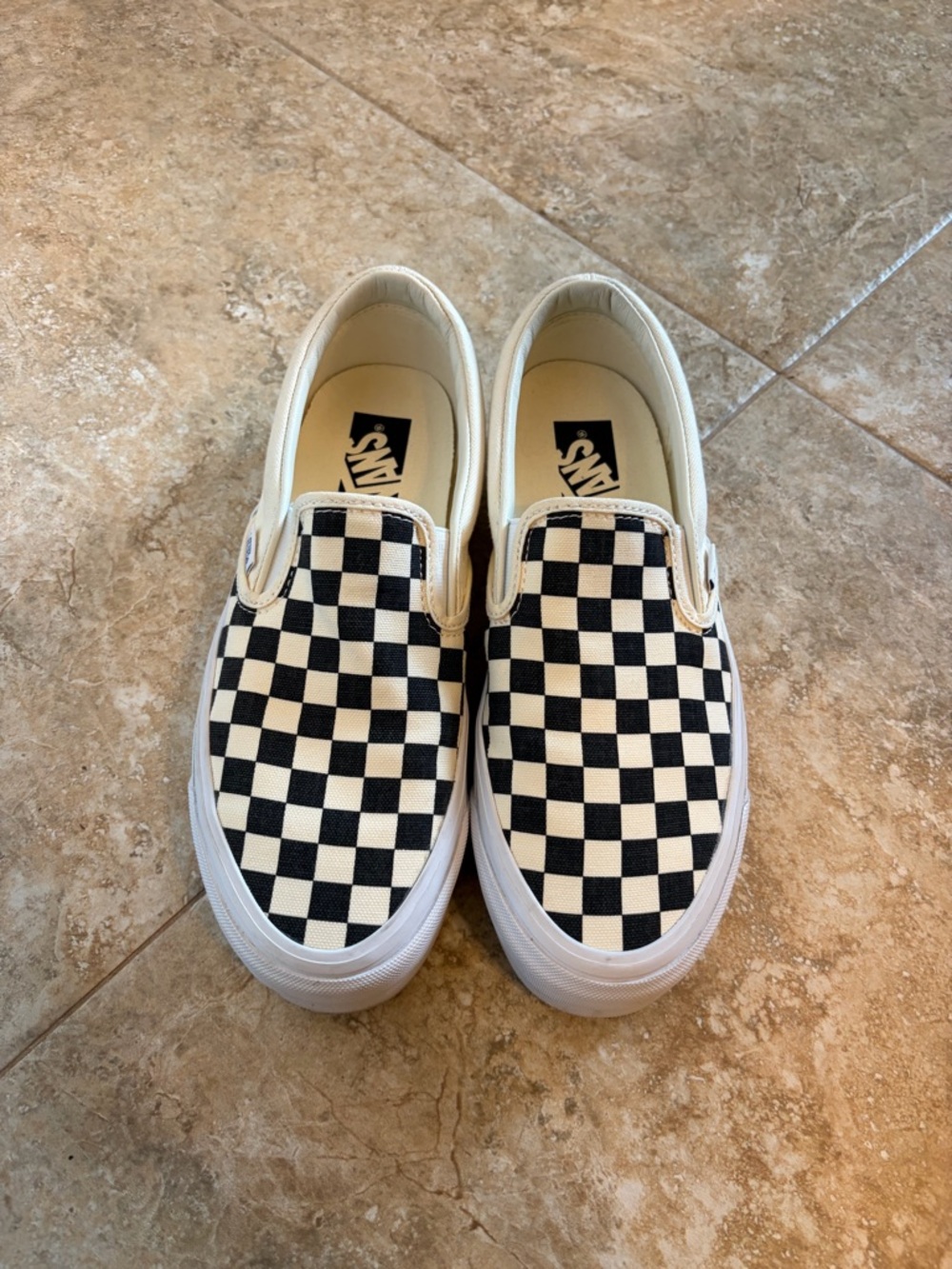Vans Slip-On Checkerboard Sneakers - Black & White womens 9 men’s 7.5